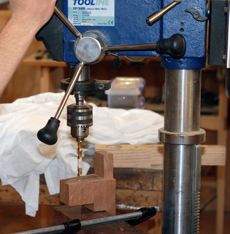 Drilling holes for neck bolt threaded inserts