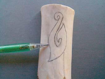 Draw design direct onto the raw bone
