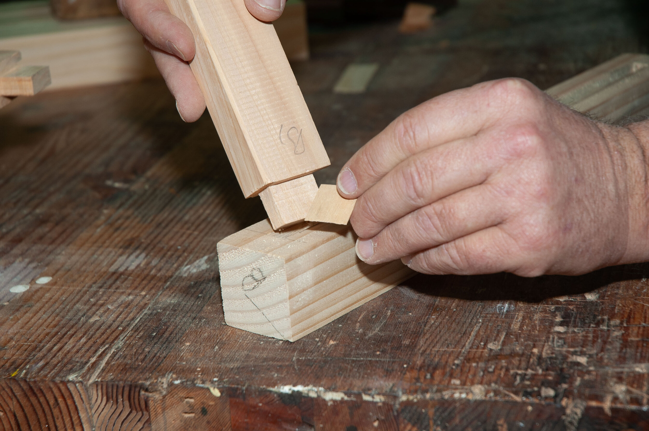 Repairing an oversize mortise (or an undersize tenon) with a scrap of veneer