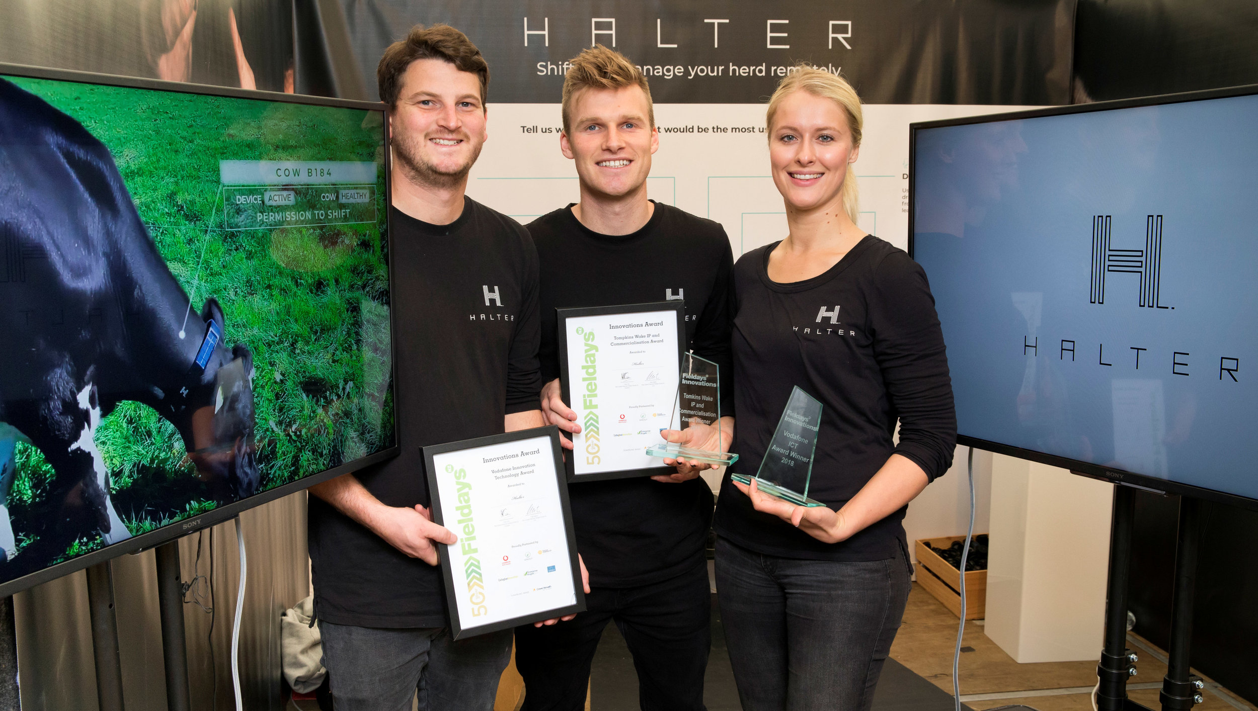 Vodafone Innovation Technology Award winners Halter with their technology that enables farmers to shift and monitor cows from anywhere