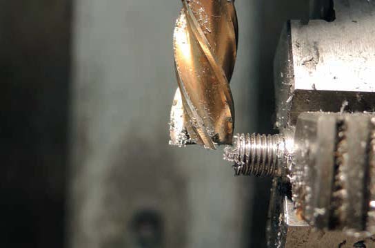 The electrode being milled to the required width