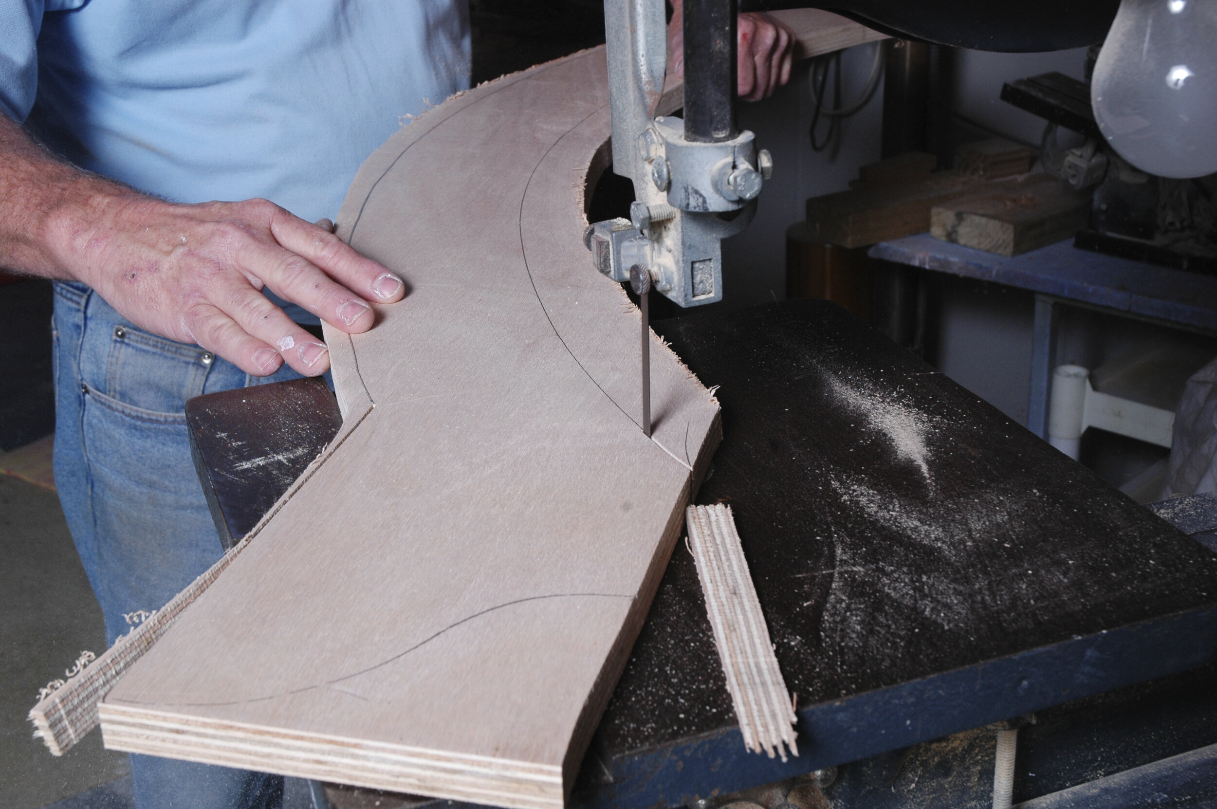 Cutting the shape on the bandsaw
