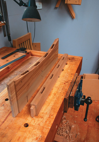 Mortises cut on the back, top and bottom rails
