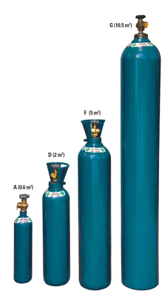 Different sizes for argon bottles