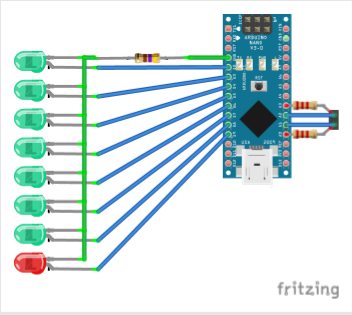 Diagram of the wiring of the Arduino Nano