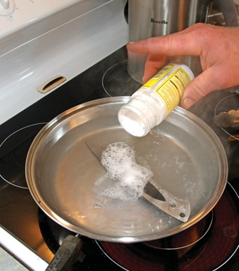 Boiling in baking soda neutralises flux