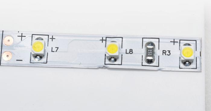 Check the LED cut point which is every three LEDs.