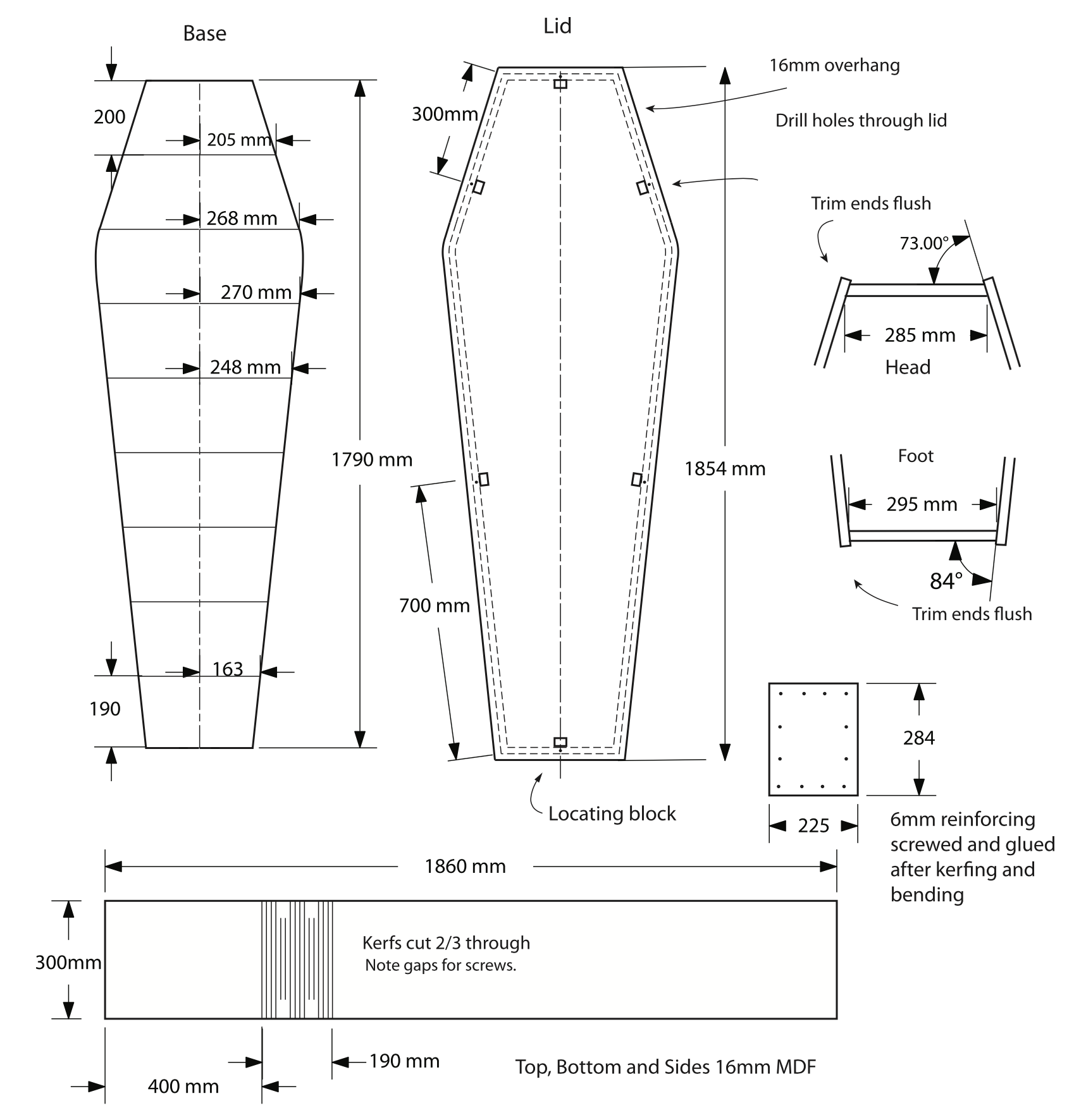 Old Coffin Dimensions