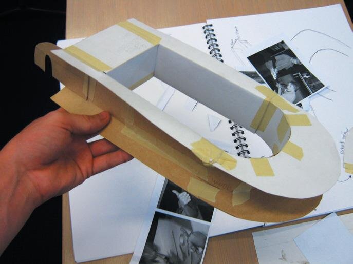 Cardboard mock-up of the swing arm