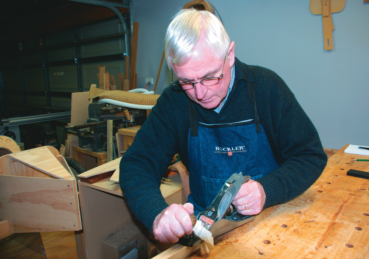 Test driving the refurbished plane. Author David Blackwell says the feel of a sharp well-tuned tool enhances the pleasure of working with wood